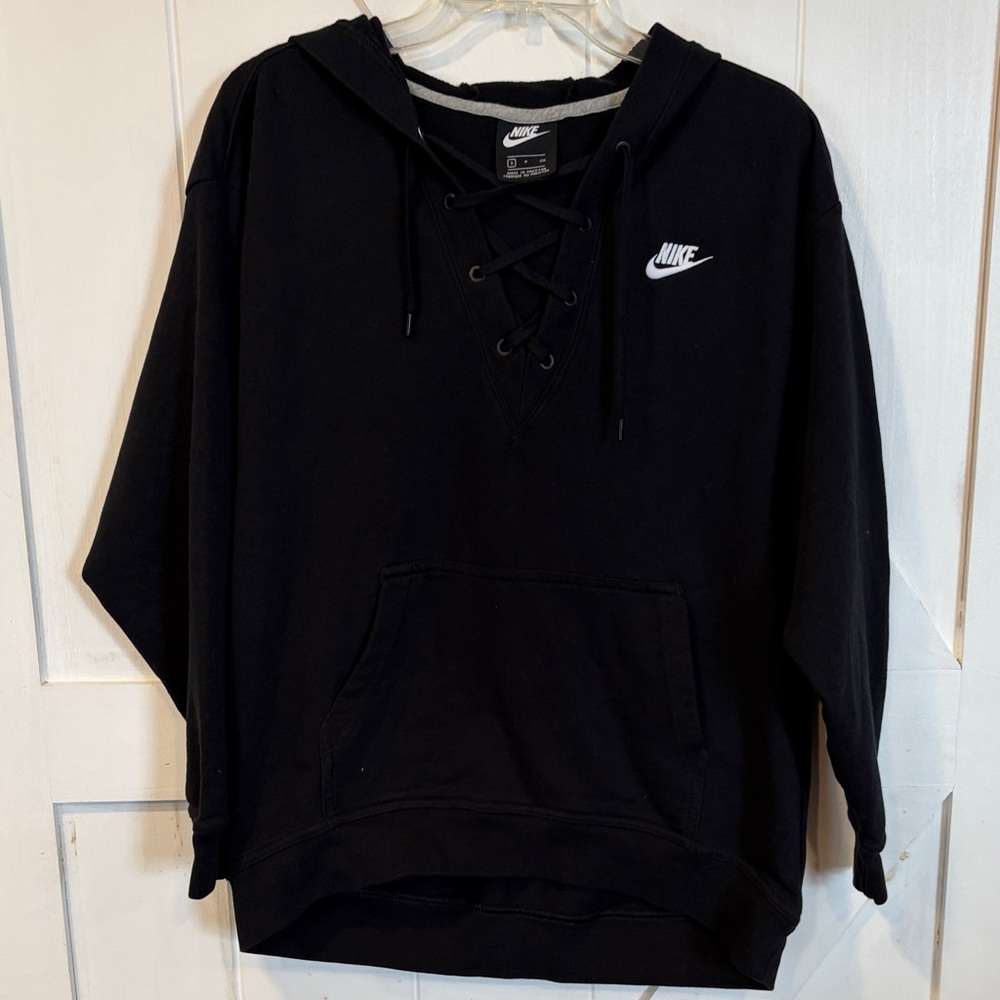 Nike Black Lace-Up Sweatshirt